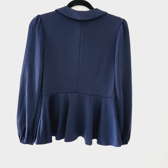 NWT GRACE KARIN navy long sleeves wrap v-neck blouse - Picture 6 of 8